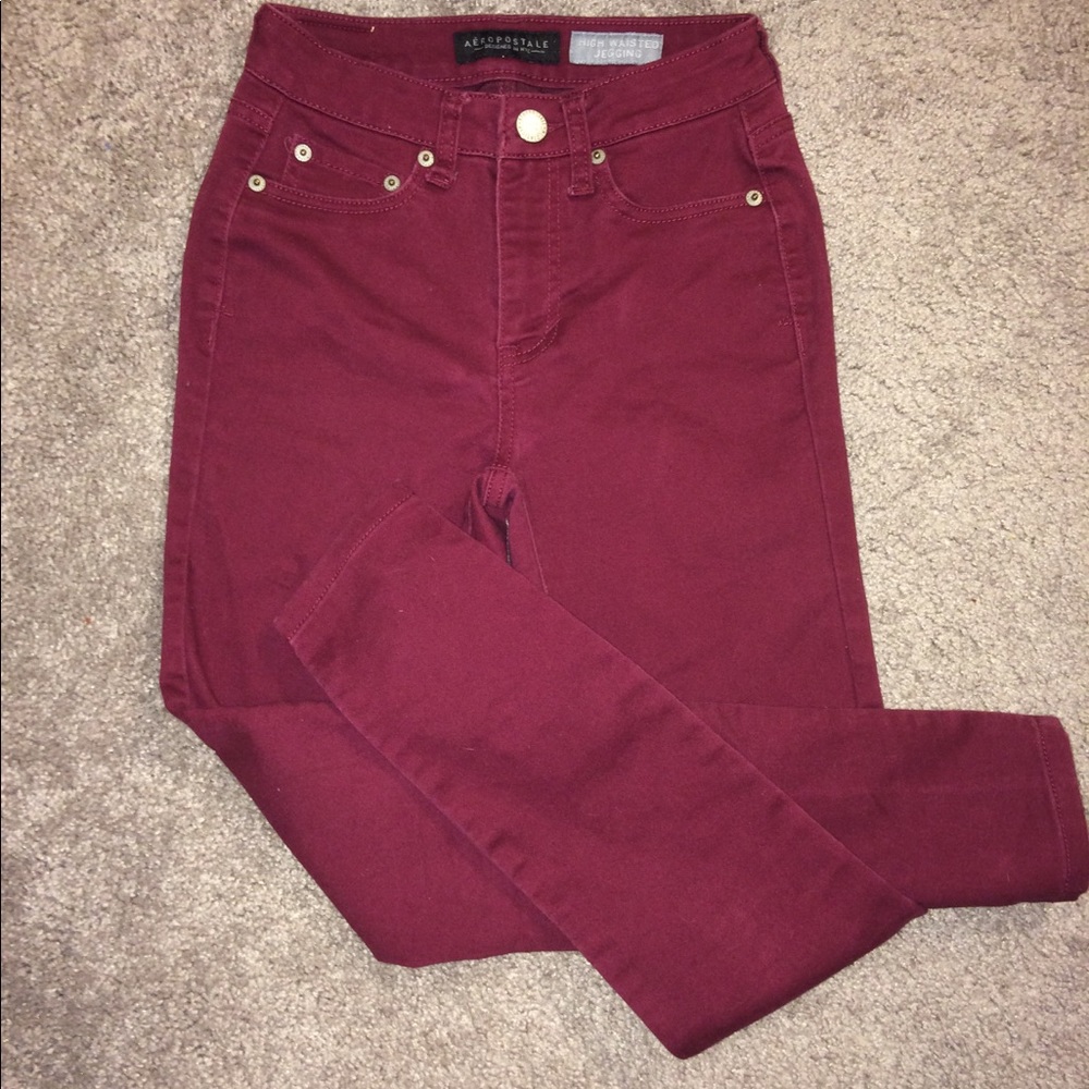 burgundy aeropostale high waisted jeans